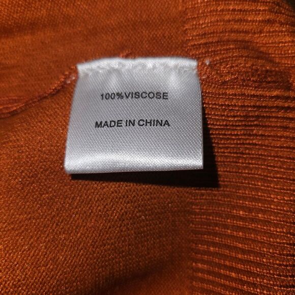 MEROKEETY Women's Small Orange Open Front Pocketed Ribbed Cardigan Sweater NEW - Picture 7 of 11